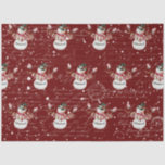 Papel De Seda Acuarela Cuta de Snowman Merry Christmas Typograph<br><div class="desc">"Snowman Cute Watercolor Merry Christmas Typography Tissue Paper es ideal para la desconexión, la artesanía y la elegante entrega de regalos". Un muñeco de nieve, clásico y adorable, con un sombrero negro en la cima, en medio de una nevada de invierno, pintado con acuarela. Tiene un sombrero de top negro,...</div>
