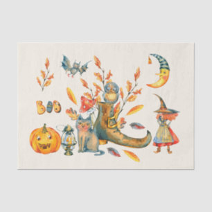 Papel De Seda Acuarela Cute Boo Feliz Encuentro de Halloween