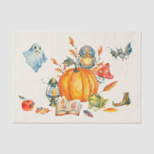Papel De Seda Acuarela Cute Feliz Encuentro de Halloween