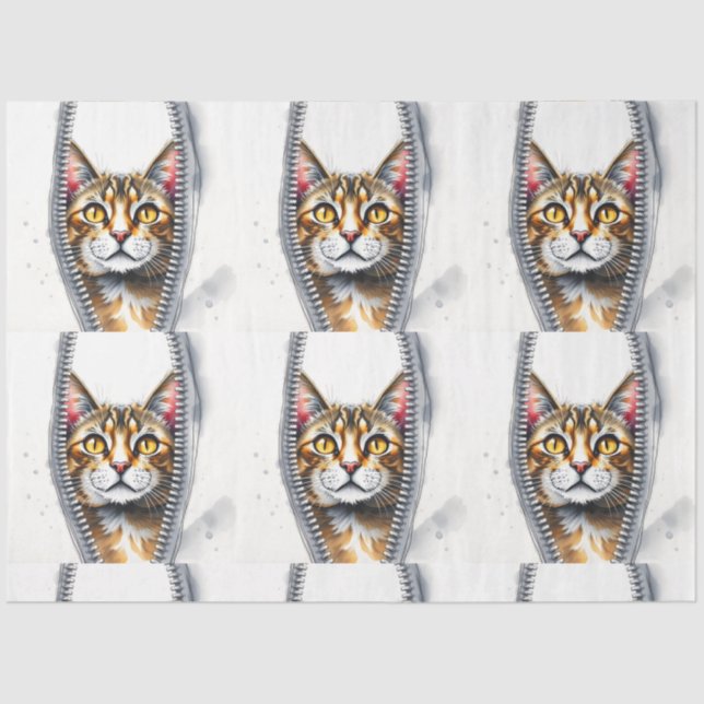 Papel De Seda Acuarela Cute hermosa colección moderna de gatos (Anverso)