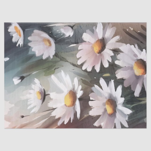 Papel De Seda Acuarela Daisies Embalaje de regalo de cumpleaños  (Anverso)