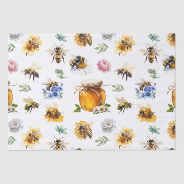 Papel De Seda Acuarela de Abejas (Anverso)