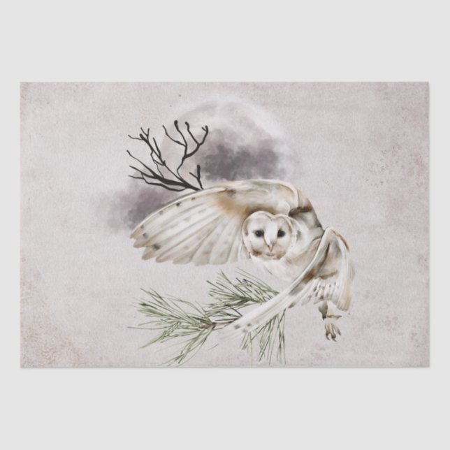 Papel De Seda Acuarela de búho (Anverso)