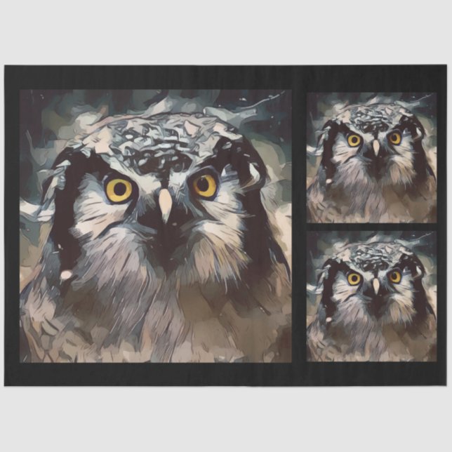 Papel De Seda Acuarela de búho artístico 20x30 Descodificación (Anverso)