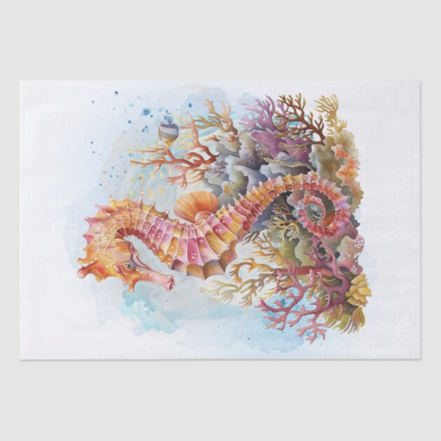 Papel De Seda Acuarela de caballito de mar (Anverso)