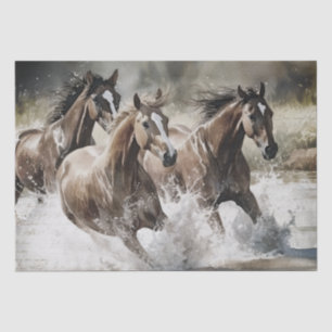 Papel De Seda Acuarela de Caballos Salvajes