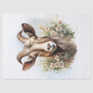 Papel De Seda Acuarela de cabra floral