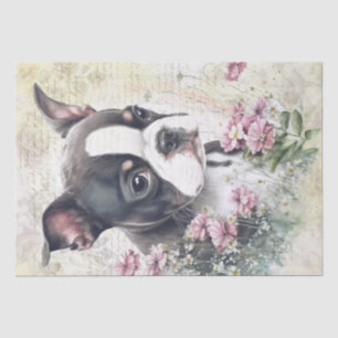 Papel De Seda Acuarela de Cachorro Territorial de Boston