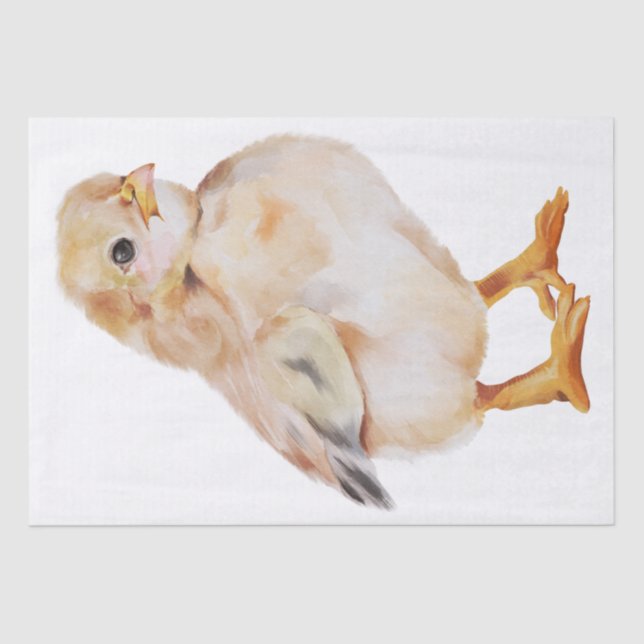 Papel De Seda Acuarela de Chick de granja de primavera (Anverso)