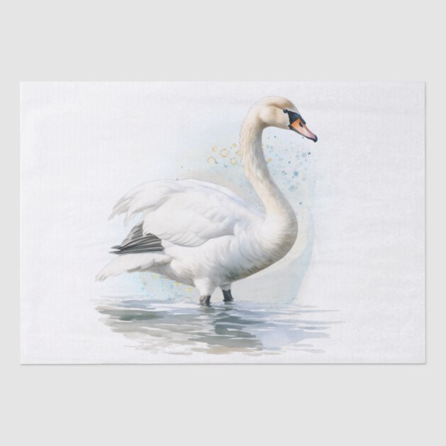 Papel De Seda Acuarela de cisne (Anverso)