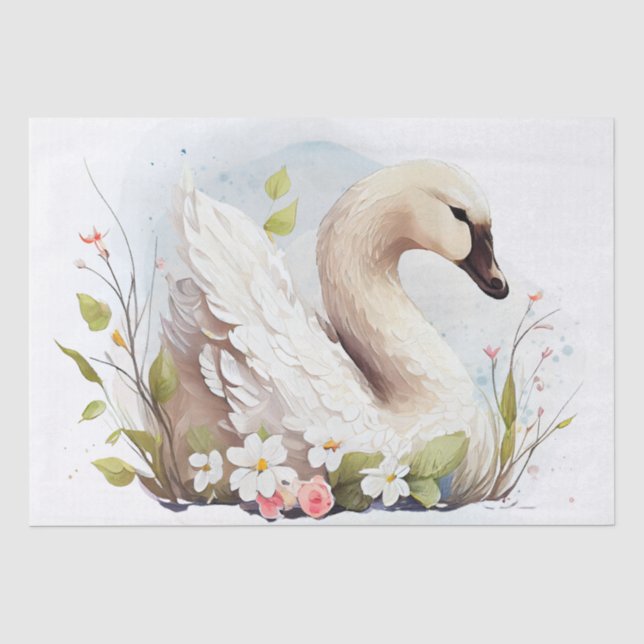 Papel De Seda Acuarela de cisne (Anverso)