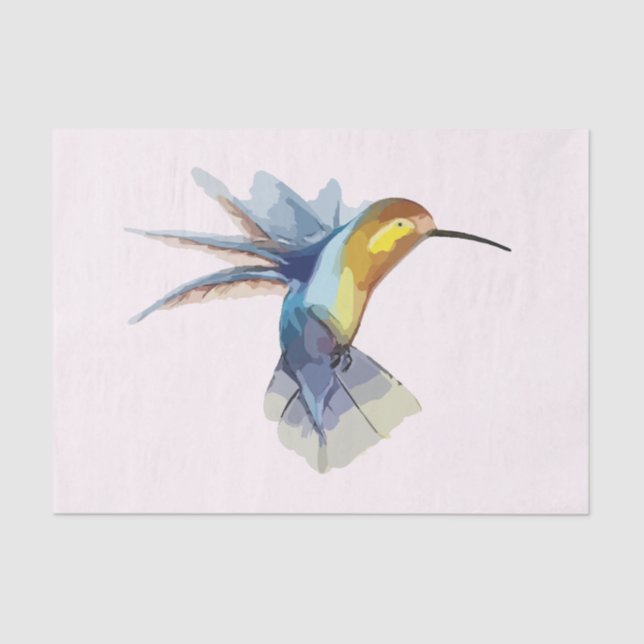 Papel De Seda acuarela de colibrí, hermoso y pacífico dibujo (Anverso)