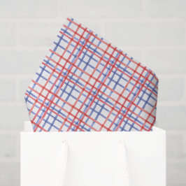 Papel De Seda Acuarela de cuadros rojos, blancos y azules del 4 