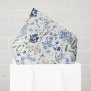 Papel De Seda Acuarela de flor silvestre azul