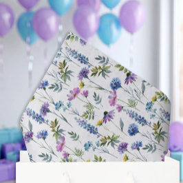 Papel De Seda Acuarela de Flor Silvestre Púrpura Azul