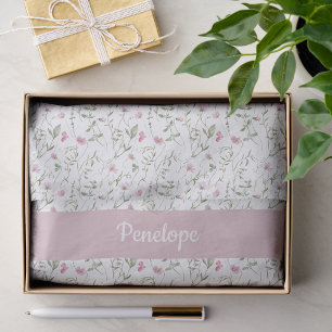 Papel De Seda Acuarela de flor silvestre rosa