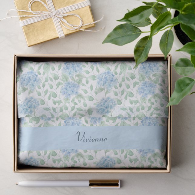 Papel De Seda Acuarela de flor silvestre verde azul (Regalo )