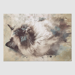 Papel De Seda Acuarela de gato del Himalaya
