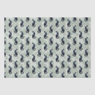 Papel De Seda Acuarela de gato negro