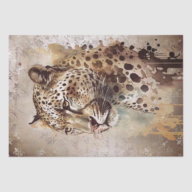 Papel De Seda Acuarela de gato salvaje de Jaguar (Anverso)