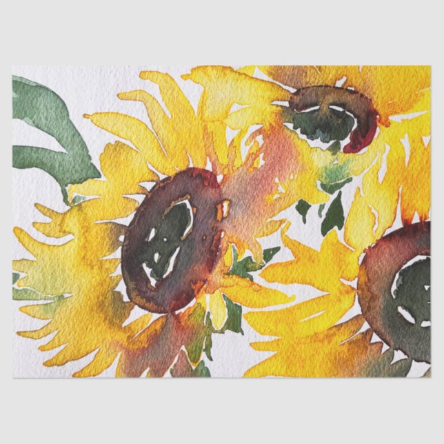 Papel De Seda acuarela de girasol brillante fabuloso 50 (Anverso)