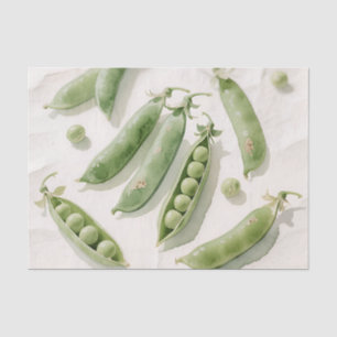 Papel De Seda Acuarela de Guisantes Verdes Frescos