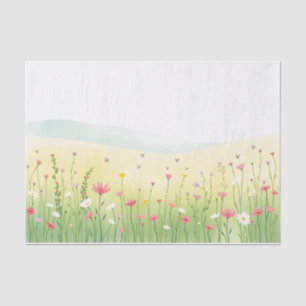 Papel De Seda Acuarela de jardín de primavera con color verde de