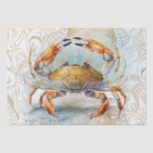 Papel De Seda Acuarela de la cubierta de cangrejo marino
