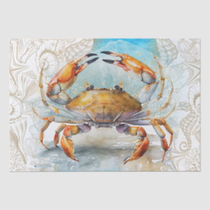 Papel De Seda Acuarela de la cubierta de cangrejo marino