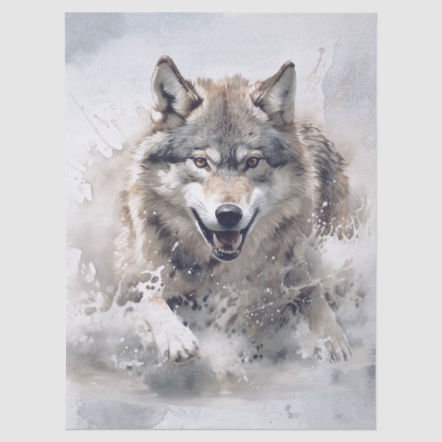 Papel De Seda Acuarela de lobo (Anverso)