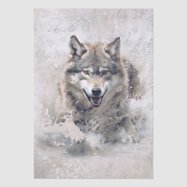Papel De Seda Acuarela de lobo (Anverso)