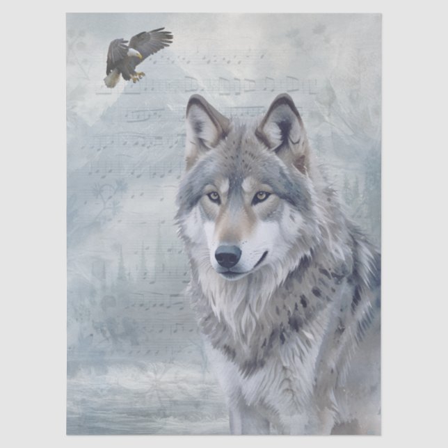 Papel De Seda Acuarela de lobo (Anverso)