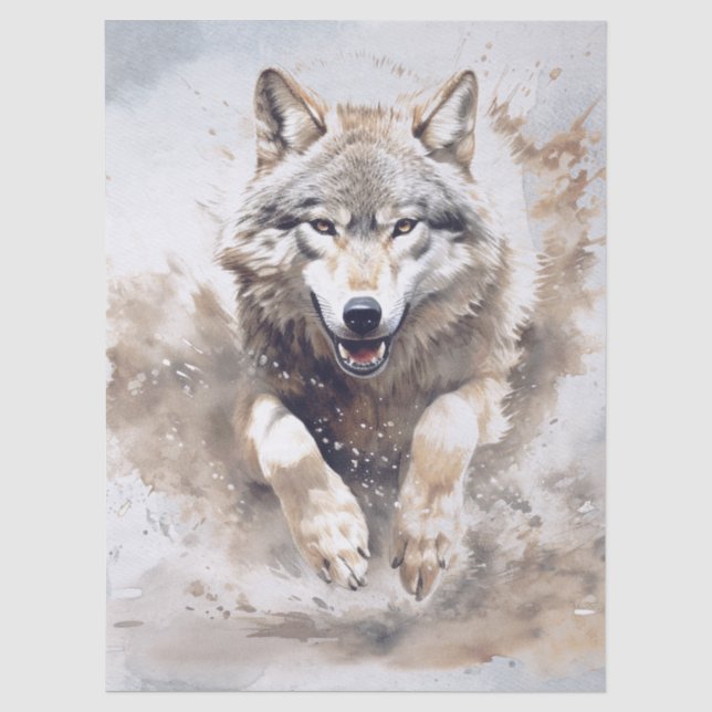 Papel De Seda Acuarela de lobo (Anverso)
