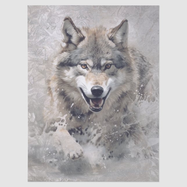 Papel De Seda Acuarela de lobo (Anverso)