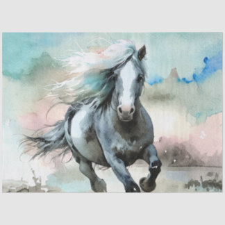 Papel De Seda Acuarela de majestuoso caballo de tiro 