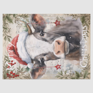 Papel De Seda Acuarela de Navidades de invierno de vaca