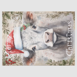 Papel De Seda Acuarela de Navidades de invierno de vaca