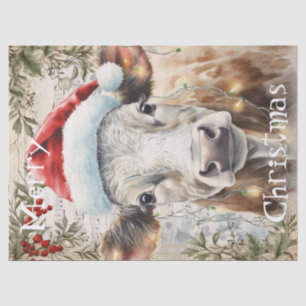 Papel De Seda Acuarela de Navidades de invierno de vaca