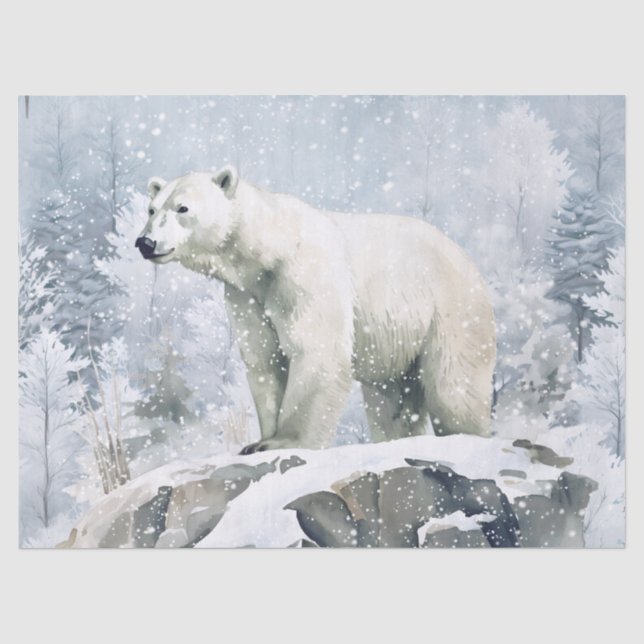 Papel De Seda Acuarela de oso polar (Anverso)