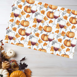 Papel De Seda Acuarela de otoño de vino y calabazas 