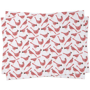 Papel De Seda Acuarela de pájaro cardinal festivo