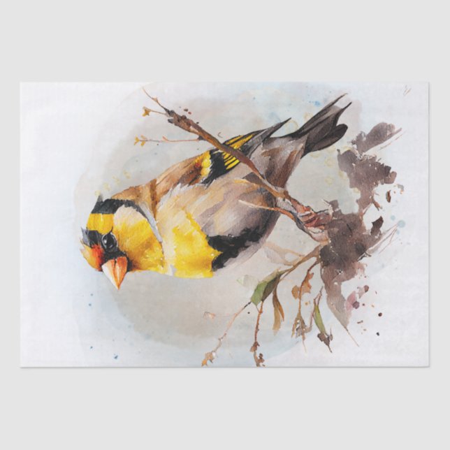 Papel De Seda Acuarela de pájaro Goldfinch (Anverso)