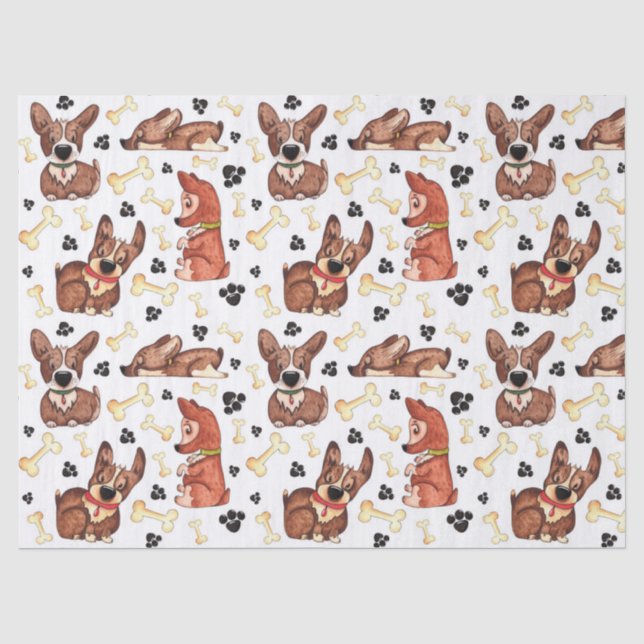 Papel De Seda Acuarela De Perro De Cachorro (Anverso)