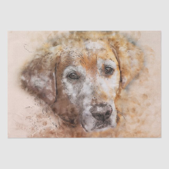 Papel De Seda Acuarela de perro de Golden Retriever (Anverso)