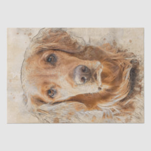 Papel De Seda Acuarela de perro de Golden Retriever