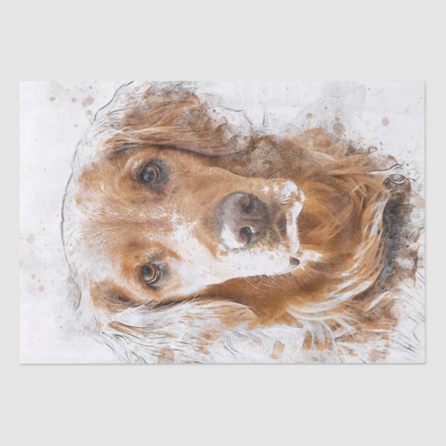 Papel De Seda Acuarela de perro de Golden Retriever (Anverso)
