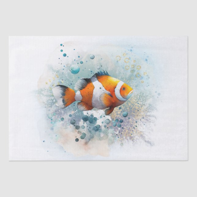 Papel De Seda Acuarela De Pescado De Payaso (Anverso)