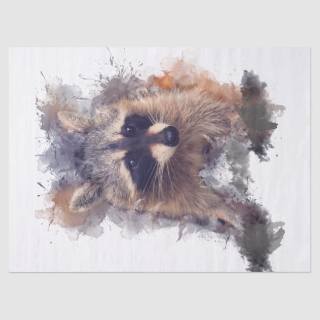 Papel De Seda Acuarela de Raccoon (Anverso)