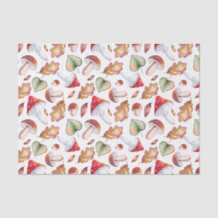 Papel De Seda Acuarela de setas silvestres y hojas de otoño