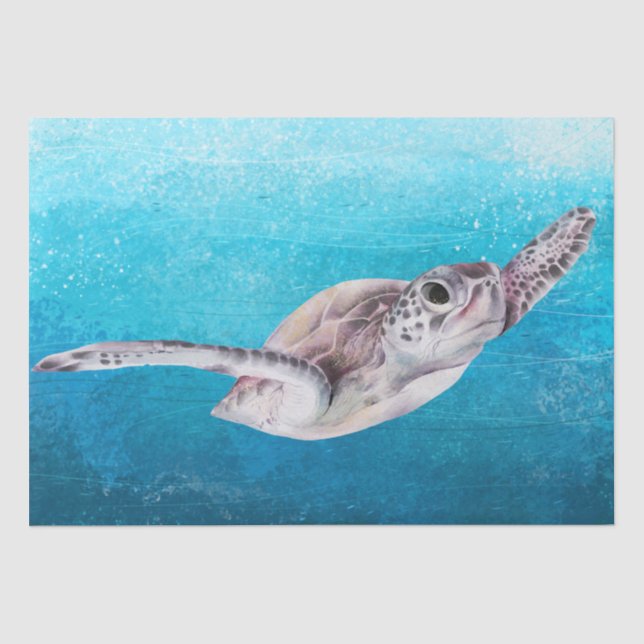 Papel De Seda Acuarela de tortuga marina (Anverso)